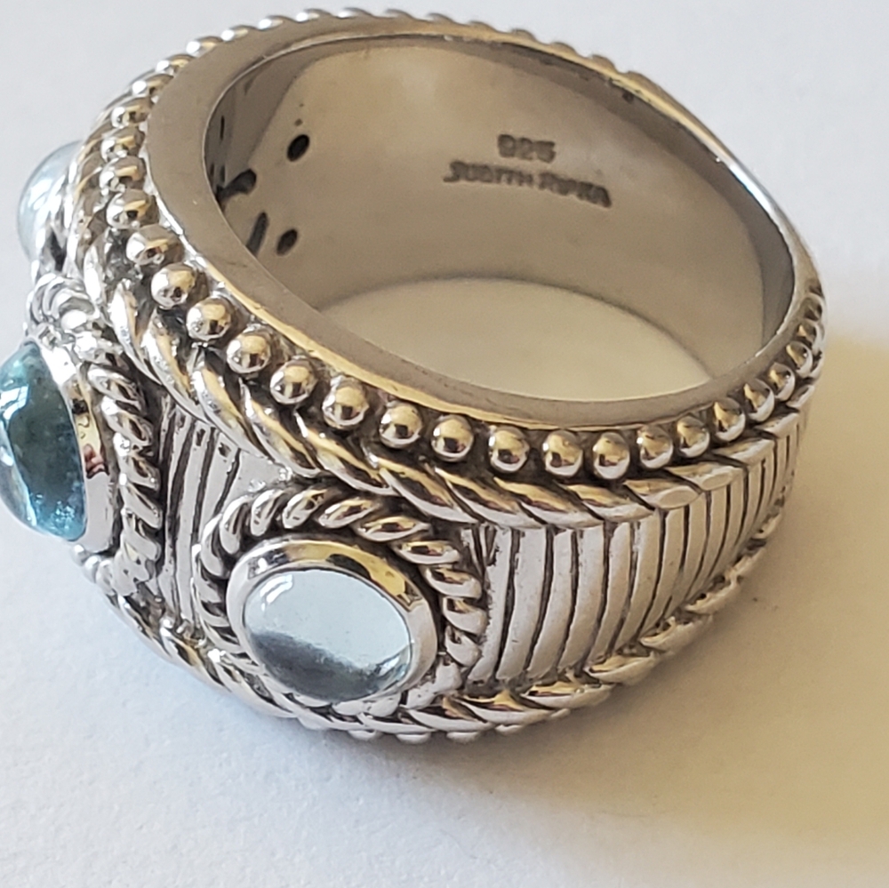 Judith Ripka Sterling And Blue Topaz Ring, Sz 6.5 - Picture 8 of 9